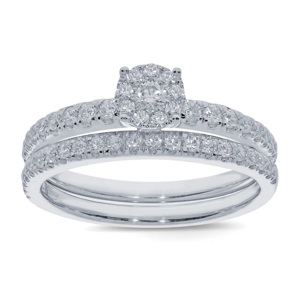 10K White Gold Diamond Engagement Ring Bridal Set K48818