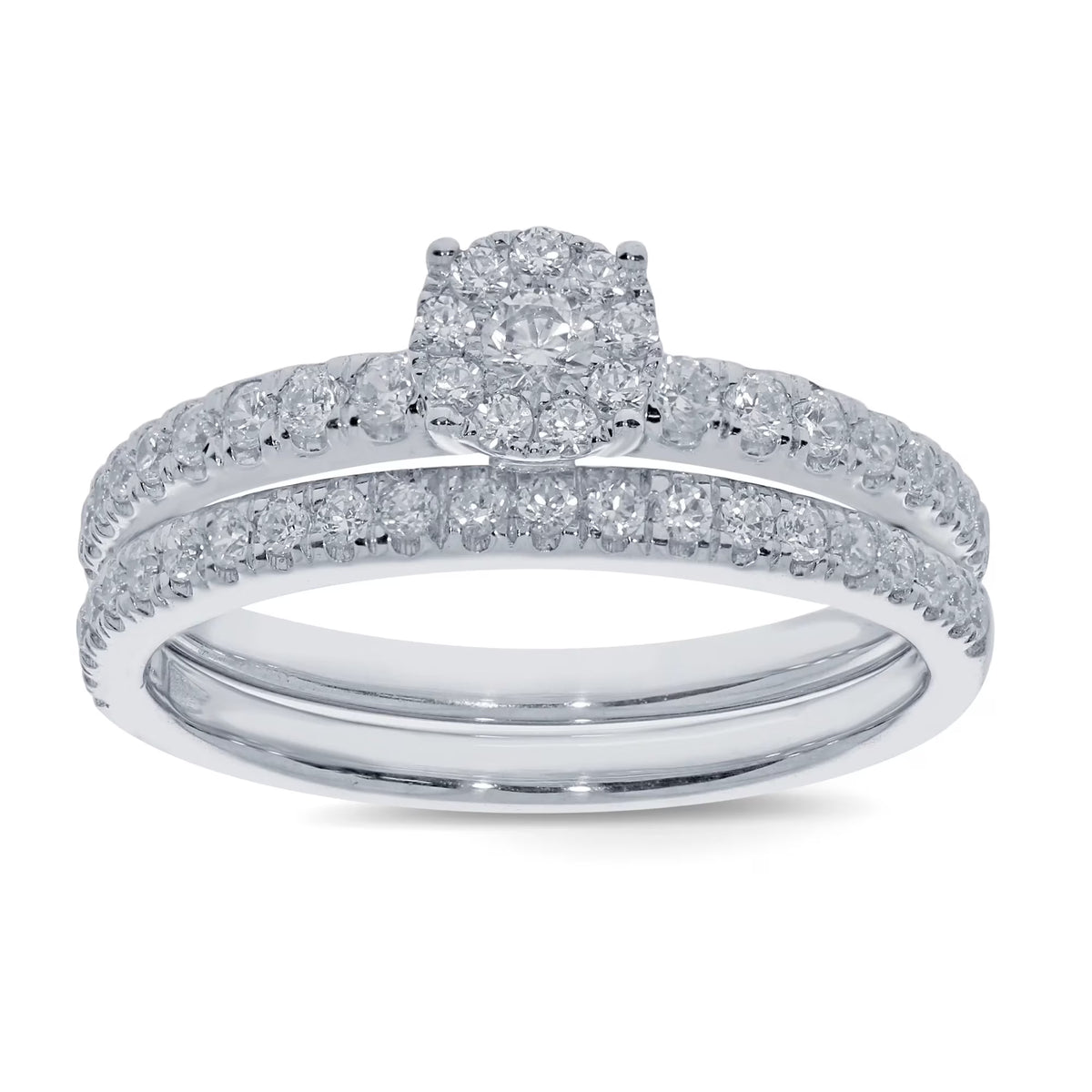 10K White Gold Diamond Engagement Ring Bridal Set K48818