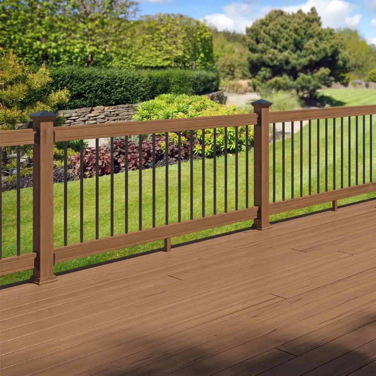 6 ft. Wood Railing Kit with Aluminum Round Balusters Z96159
