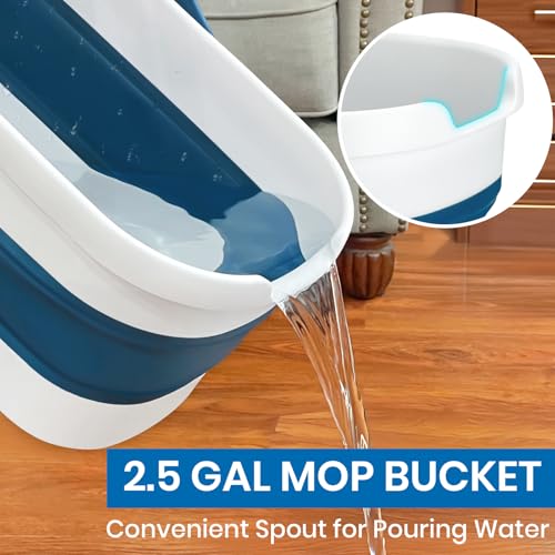 Collapsible Mop and Bucket Set with Washable Microfiber Mop D211