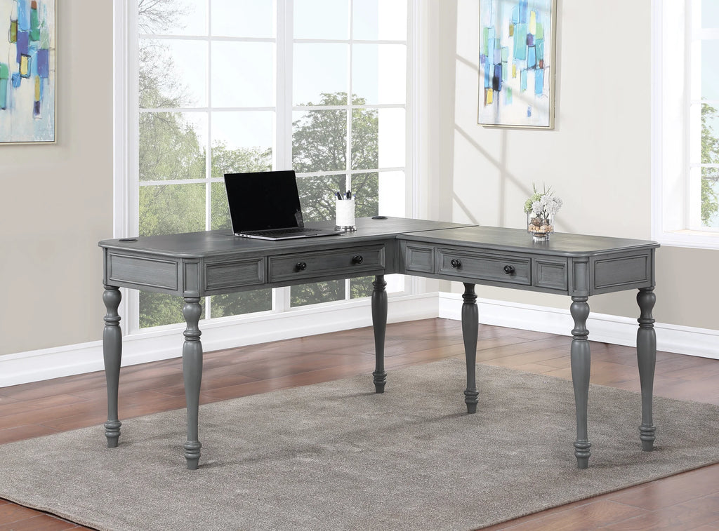 L-Shape Engineered Wood Desk with Power U2532