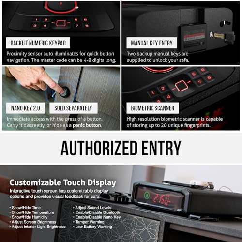 Covert Black Biometric Smart Safe with Dual Wireless Phone Charger + Auto Open Drawer J31056