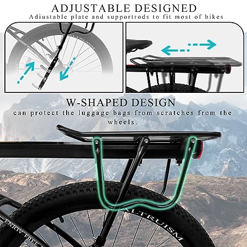 Rear Bike Rack with 110 lbs Load Capacity Aluminum Alloy Bicycle Carrier Rack Y7943
