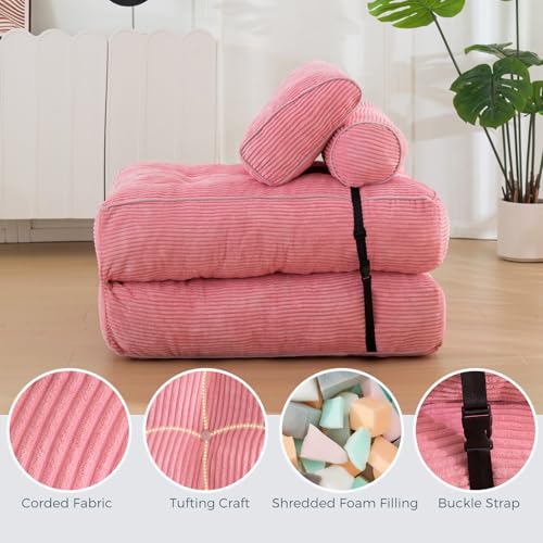 Pink Folding Sofa Bed with Pillow R716350