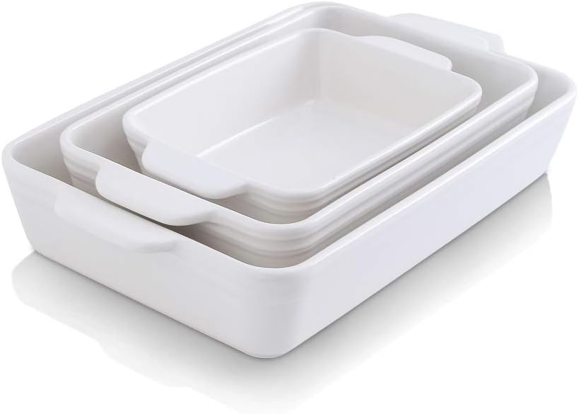 White 3-Piece Ceramic Baking Dish Set Y5673