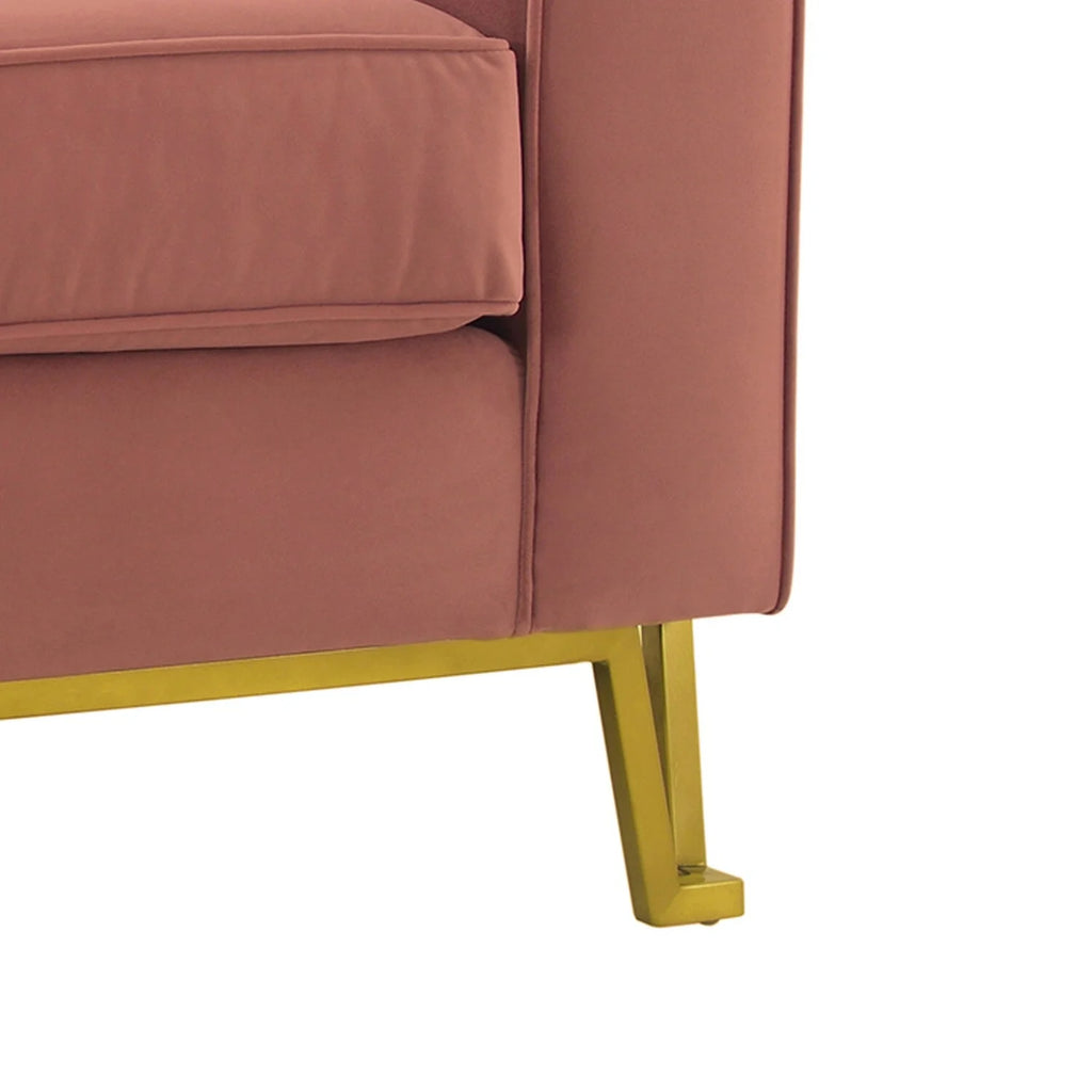 Blush Fabric Upholstered Accent Chair with Brushed Gold Legs B16516