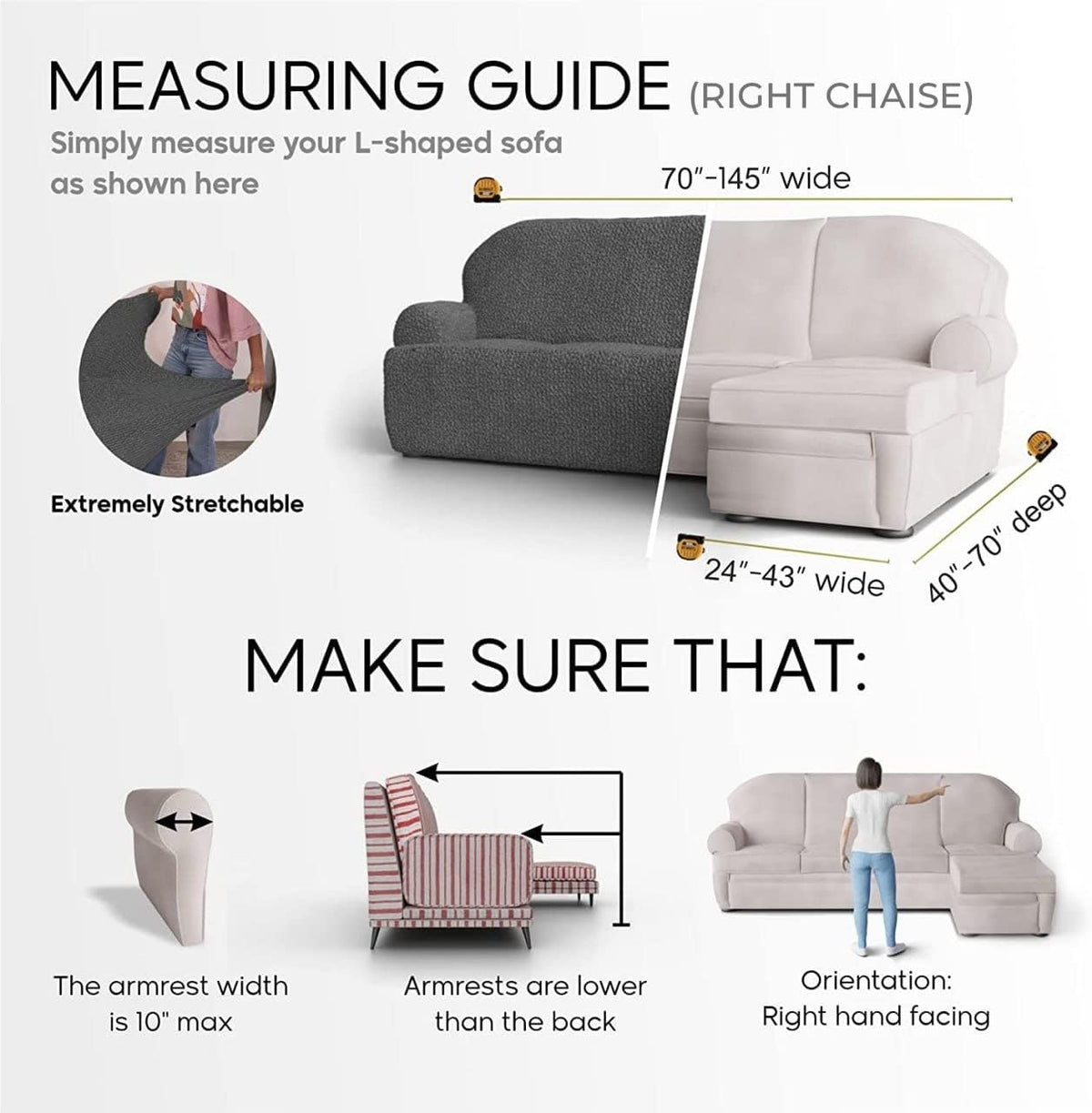 Cream L-Shape Sofa Slipcover M869562