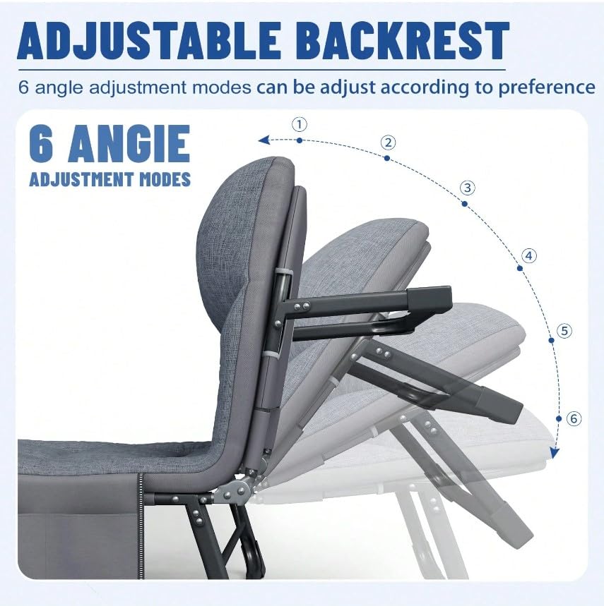 Portable Folding Camping Cot with Pillow Adjustable Backrest U308