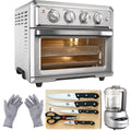 Silver Convection Toaster Oven Air Fryer with Mini Food Processor, 5-Pieces Knife Set, Cutting Board and Safety Gloves O969