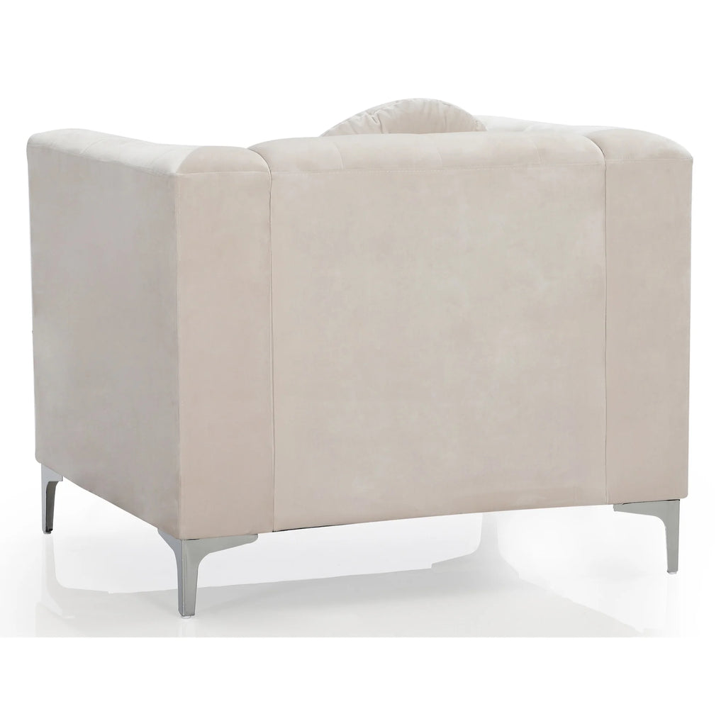 Ivory Tufted Velvet Accent Chair Z10276