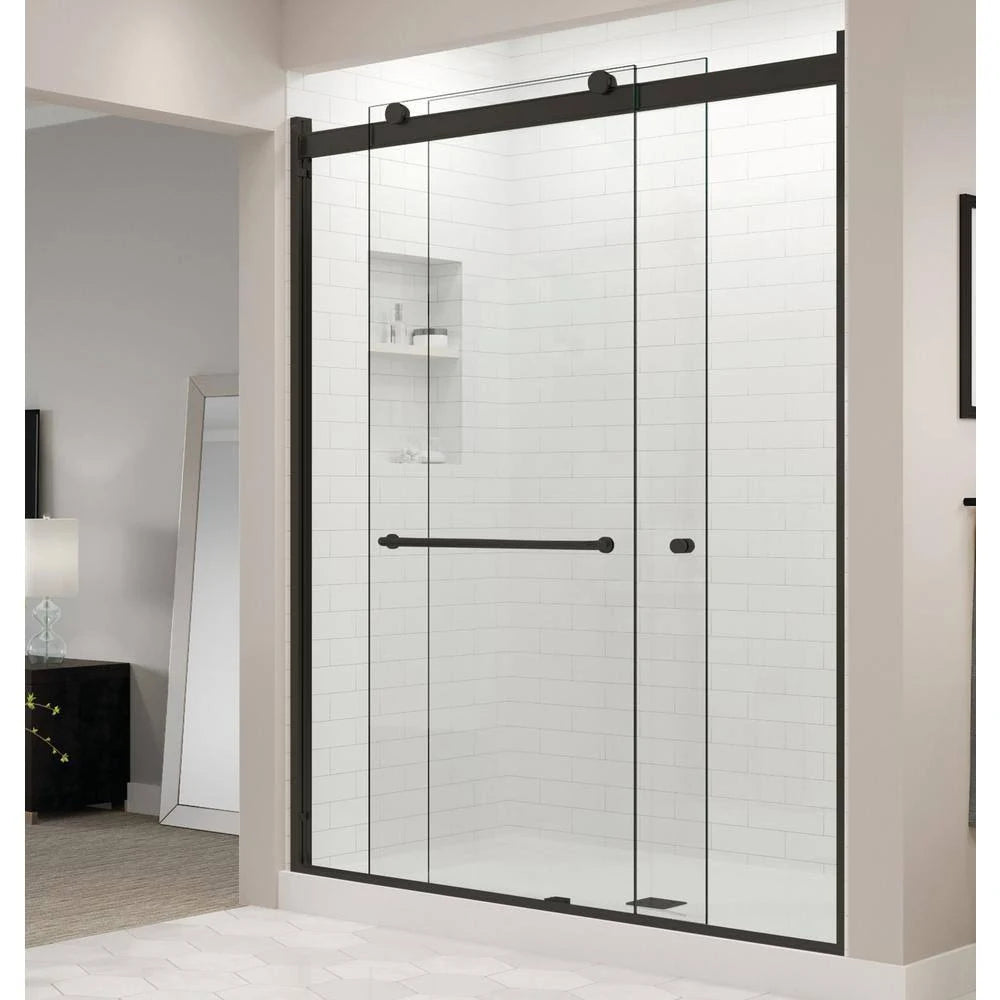 56-in to 60-in W Semi-Frameless Matte Black Shower Door J562