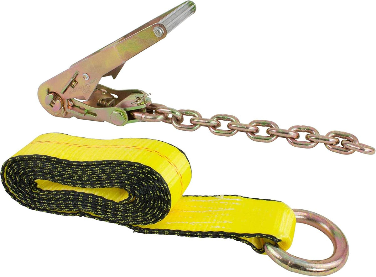 (4 Pack) 2 x 12' Ratchet Strap with Chain Anchor Z896