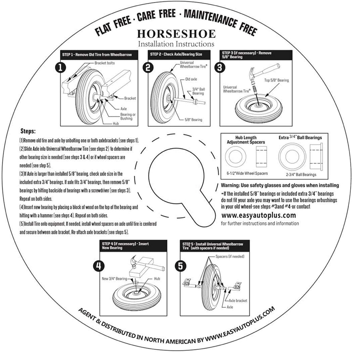 4.80/4.00-8 Solid Flat-Free Wheelbarrow Tire On Wheel D708