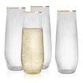 36pcs 9oz BPA-free Plastic Champagne Flutes with Gold Rim S523730