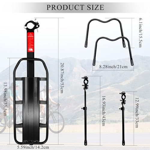 Rear Bike Rack with 110 lbs Load Capacity Aluminum Alloy Bicycle Carrier Rack Y7943