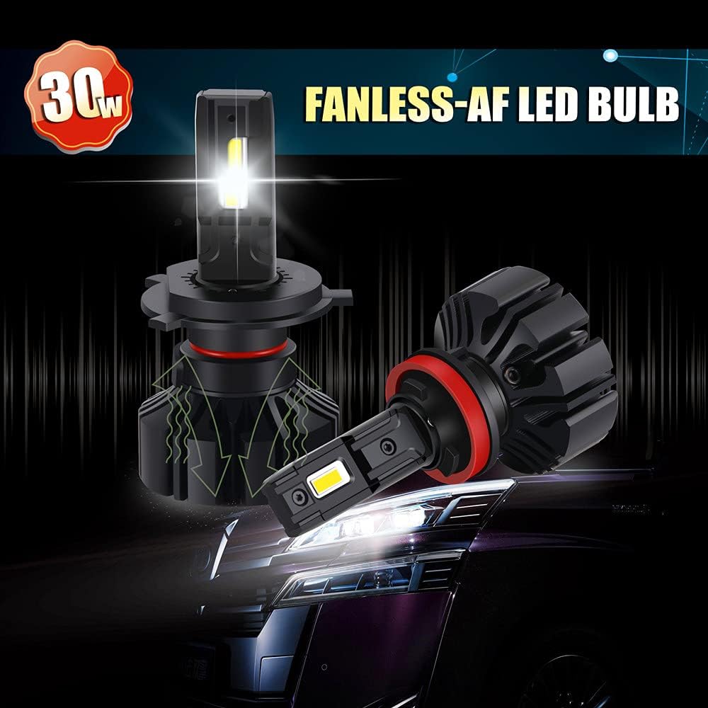 6000K Xenon White LED Headlights Bulbs Pack of 2 U7603