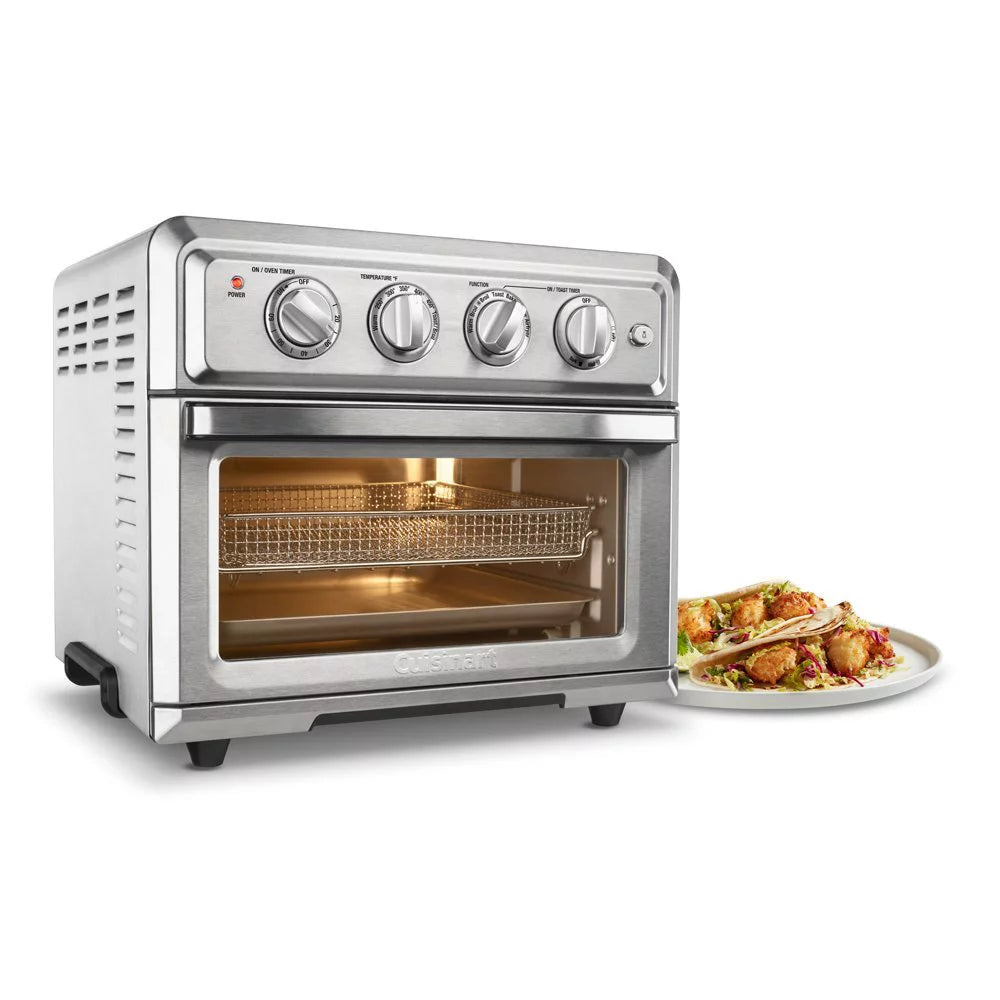 Silver Convection Toaster Oven Air Fryer with Mini Food Processor, 5-Pieces Knife Set, Cutting Board and Safety Gloves O969