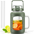 64oz Glass Water Bottle with Straw and Handle X82621