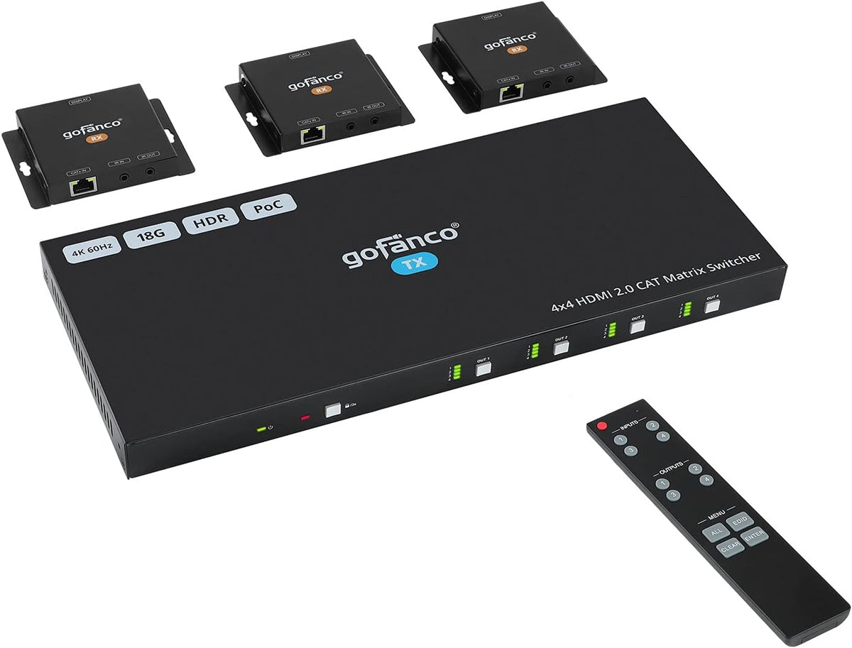 1x4 HDMI Extender Splitter 1080p Over Cat5e/Cat6/Cat7 Ethernet Cable B604374