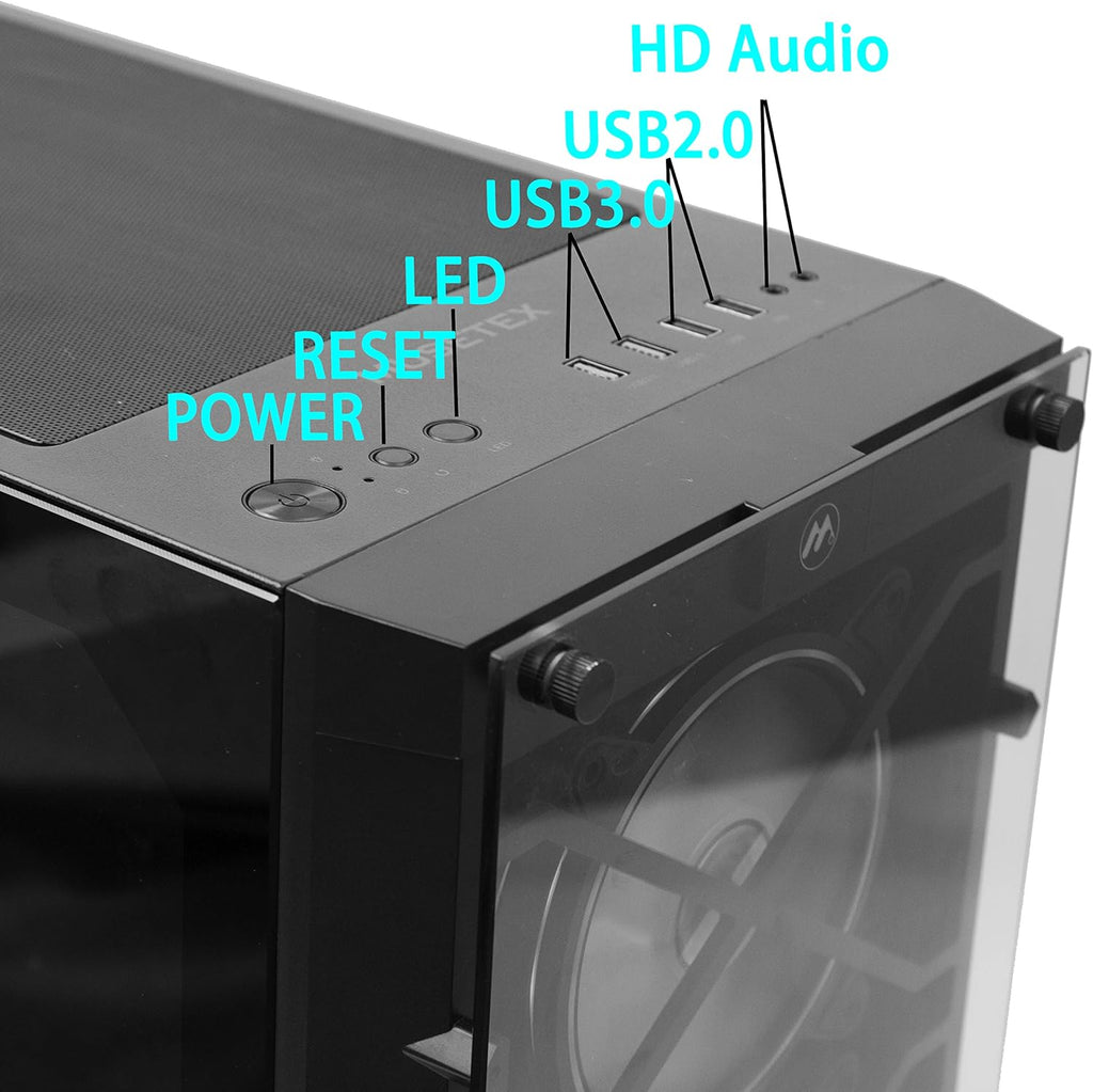 ATX Mid Tower Computer Case with Tempered Glass T698134