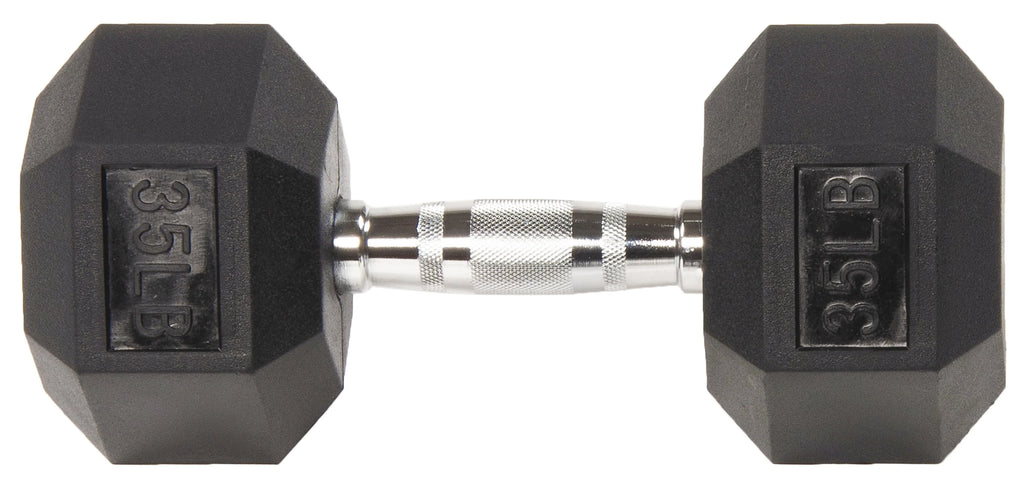 Rubber Encased Hex Dumbbell 35LBs Single A41593