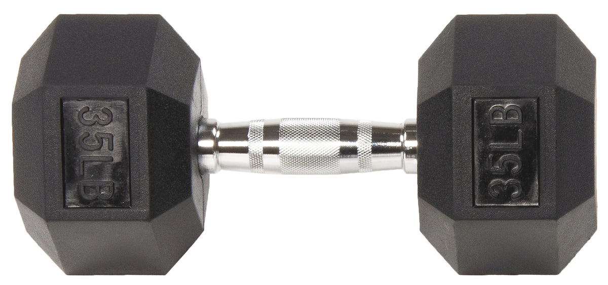 Rubber Encased Hex Dumbbell 35LBs Single A41593