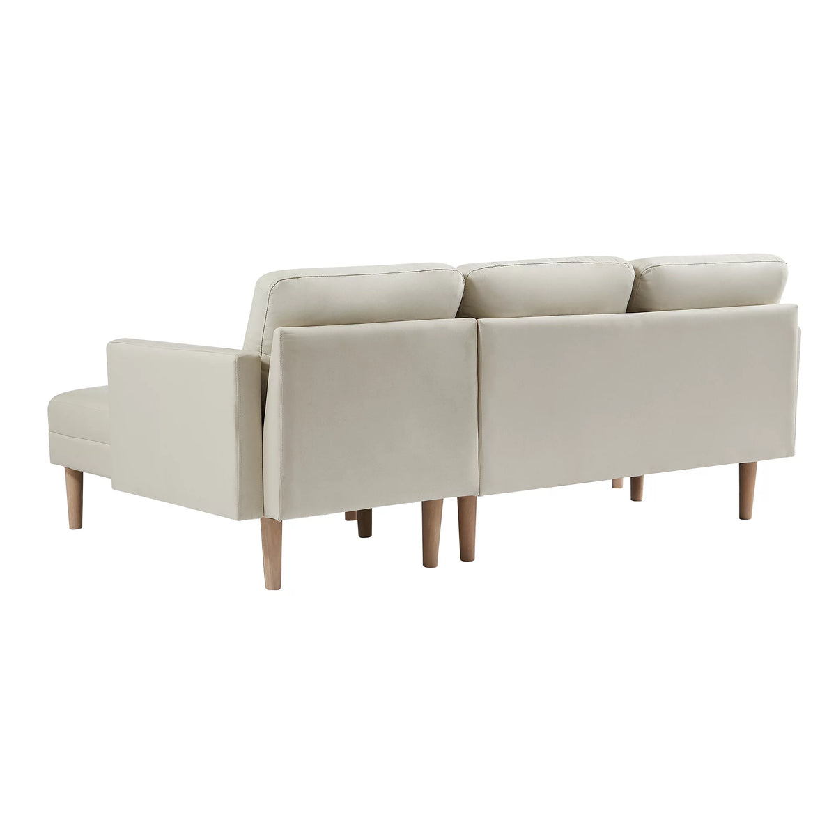 Beige L-shape Sectional Sofa Bed with Ottoman Bench C598