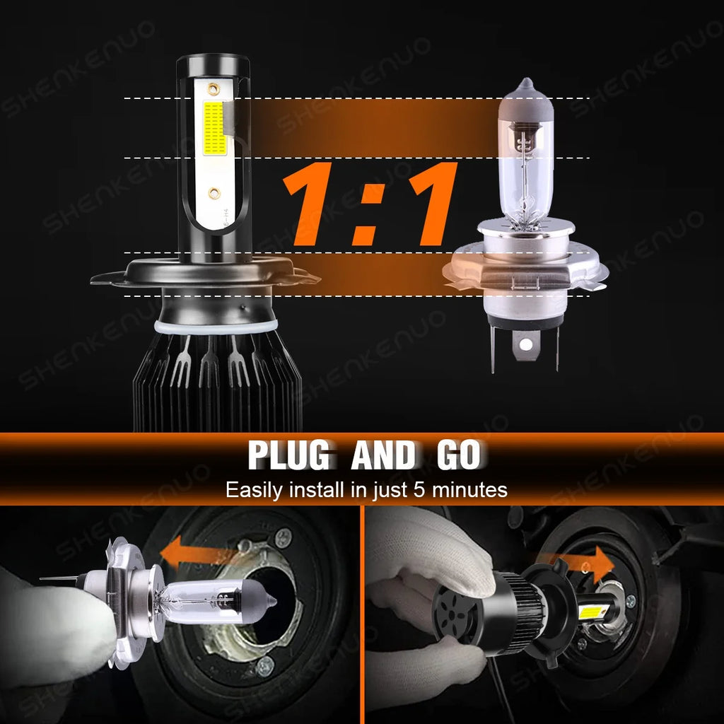 H4 High&Low Beam H11 Fog Light LED Headlight Bulbs 4pcs D56693