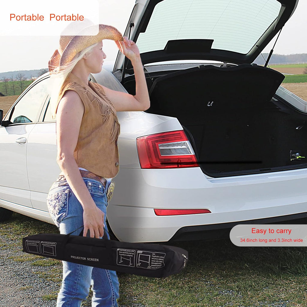 120 inch Portable Projection Screen with Stand and Carry Bag C57746
