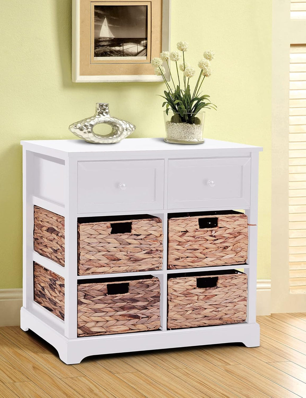 Black Storage Cabinet with 2 Drawers & 4 Removable Baskets R2934