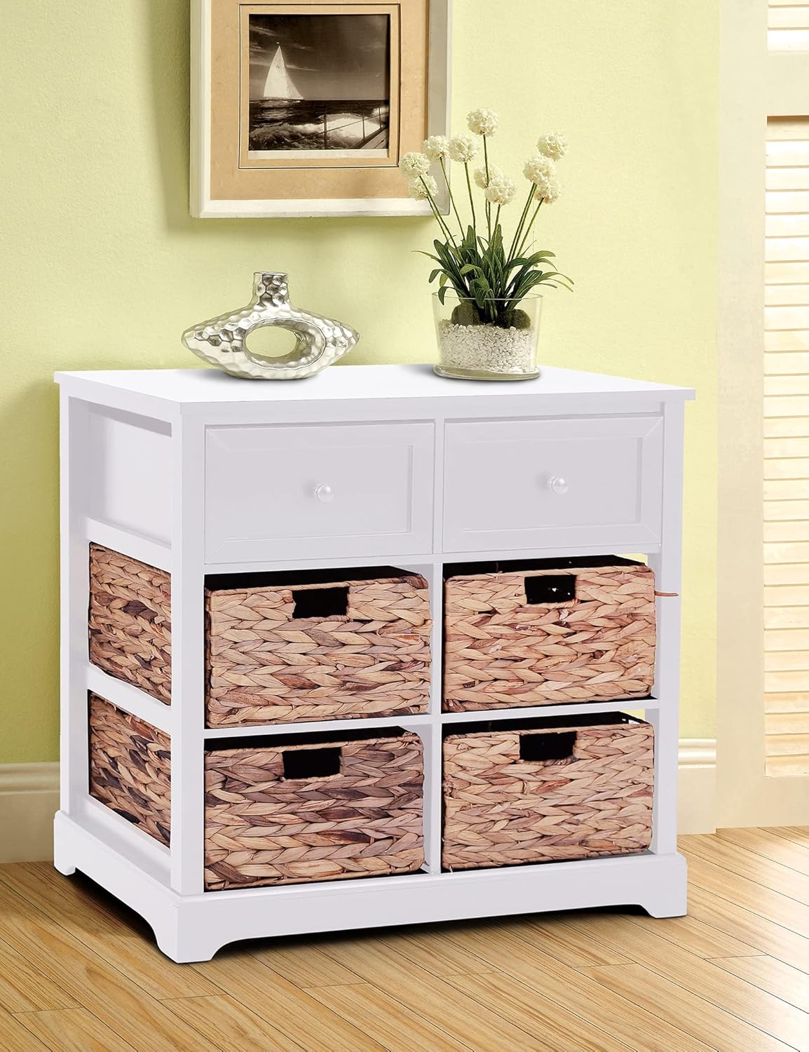 Black Storage Cabinet with 2 Drawers & 4 Removable Baskets R2934