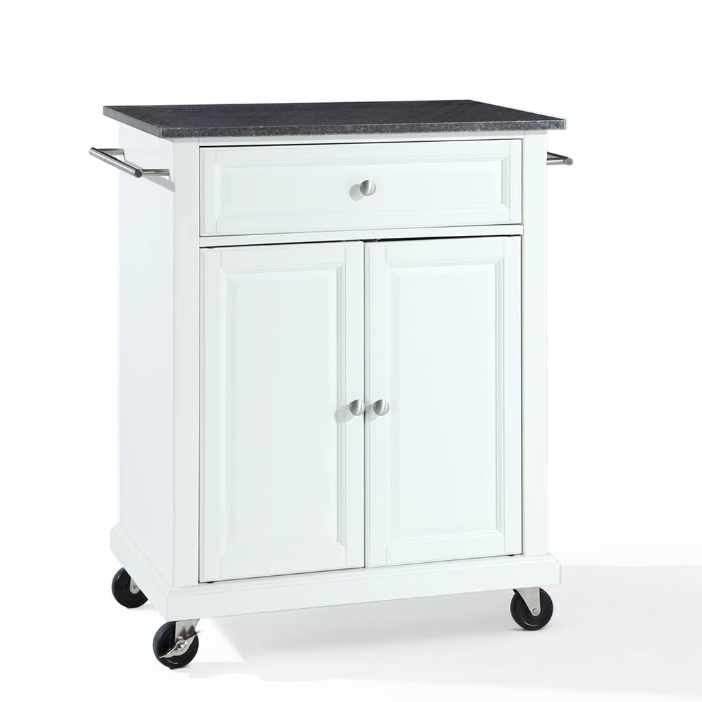 White Kitchen Cart with Granite Top T677274