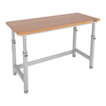 Heavy Duty Workbench Table with Solid Wood Top, 60" W x 24" D x 28.5" to 42" H F2015