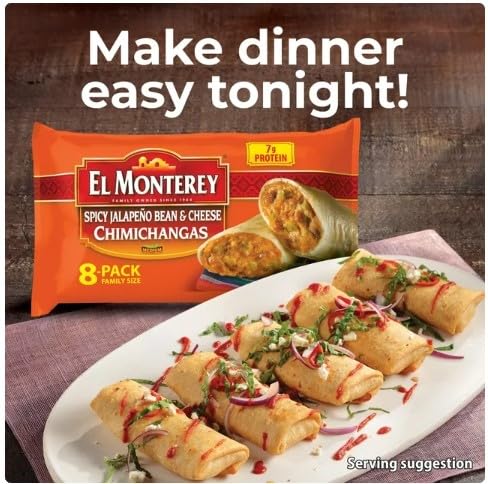 Spicy Jalapeno Bean & Cheese Chimichangas, 32 oz, 8 Count, Pack of 3 Q754