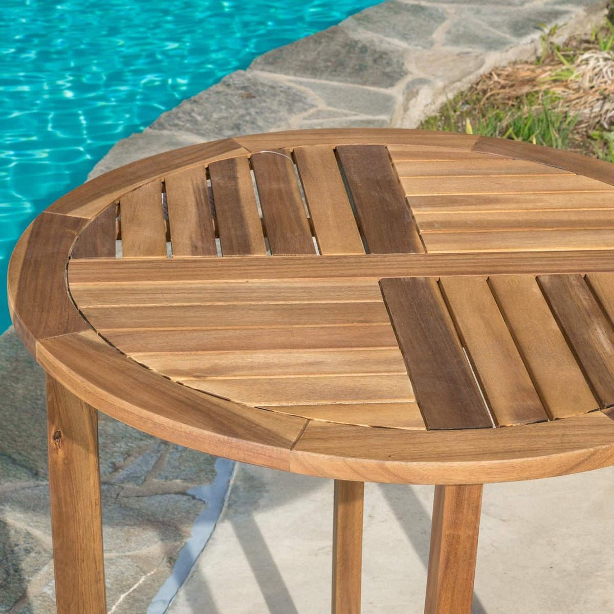 Round Accent Table Teak Finish P15338
