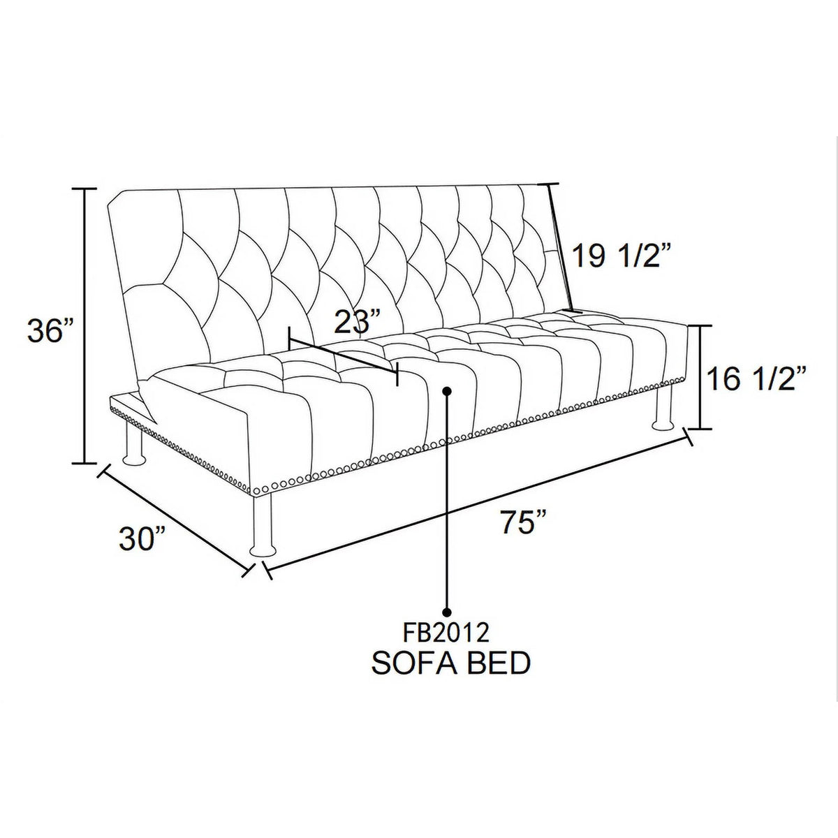 Convertible Folding Futon Sofa Bed 64" R89919