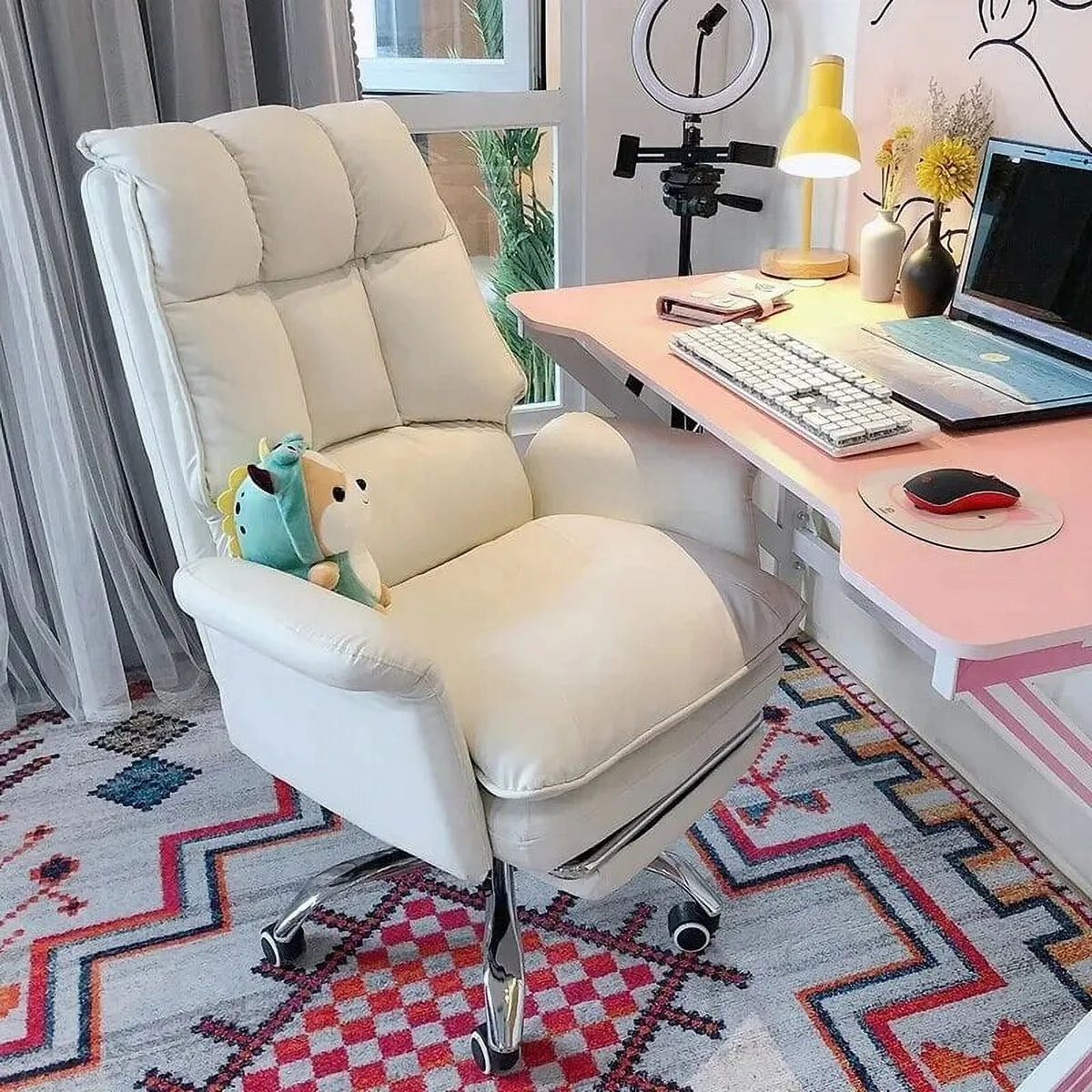 White Leather Gaming Chair L616