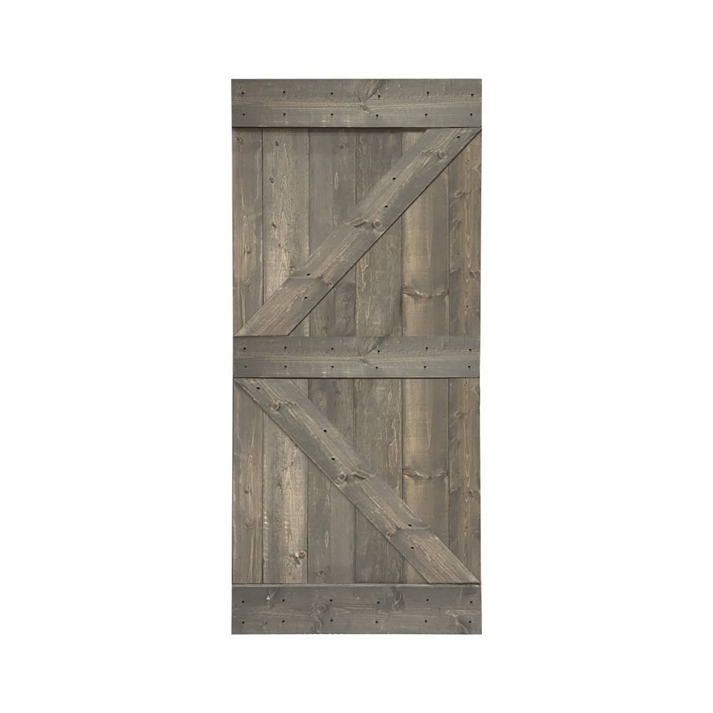 Solid Sage Green Stained Pine Wood Interior Sliding Barn Door Slab B660541