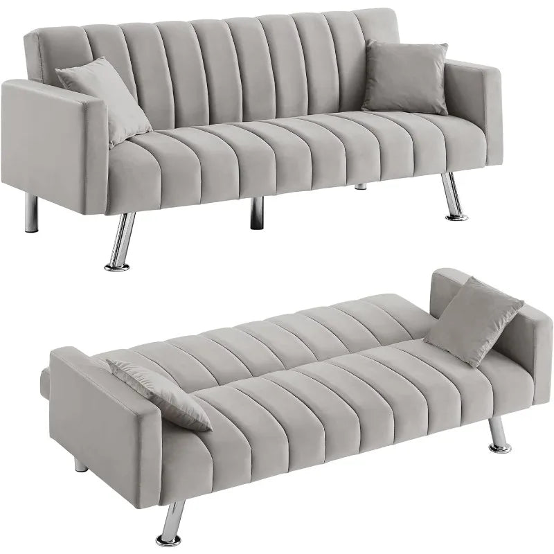 Convertible Sofa Bed with 2 Pillows R95048