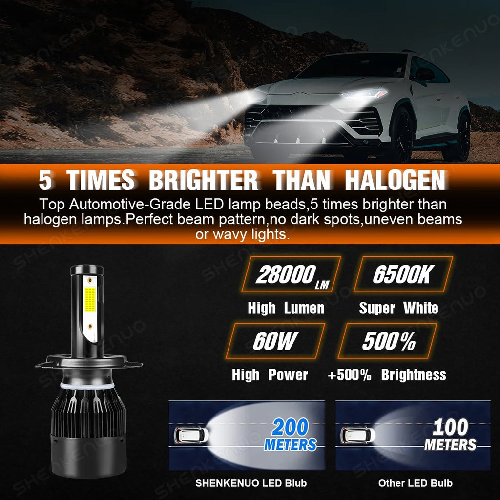 H4 High&Low Beam H11 Fog Light LED Headlight Bulbs 4pcs D56693