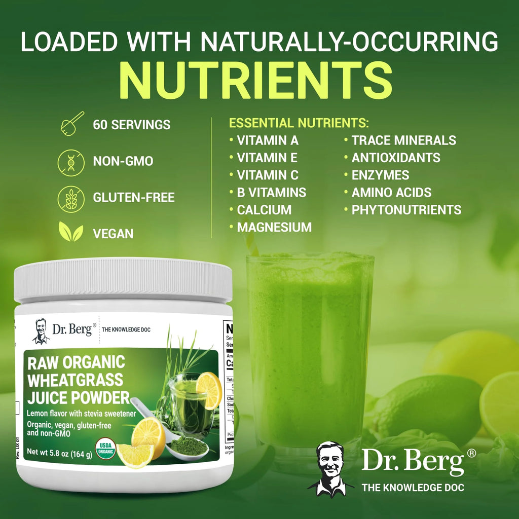 Organic Wheatgrass Raw Juice Powder, Lemon Flavor, 164g D7914