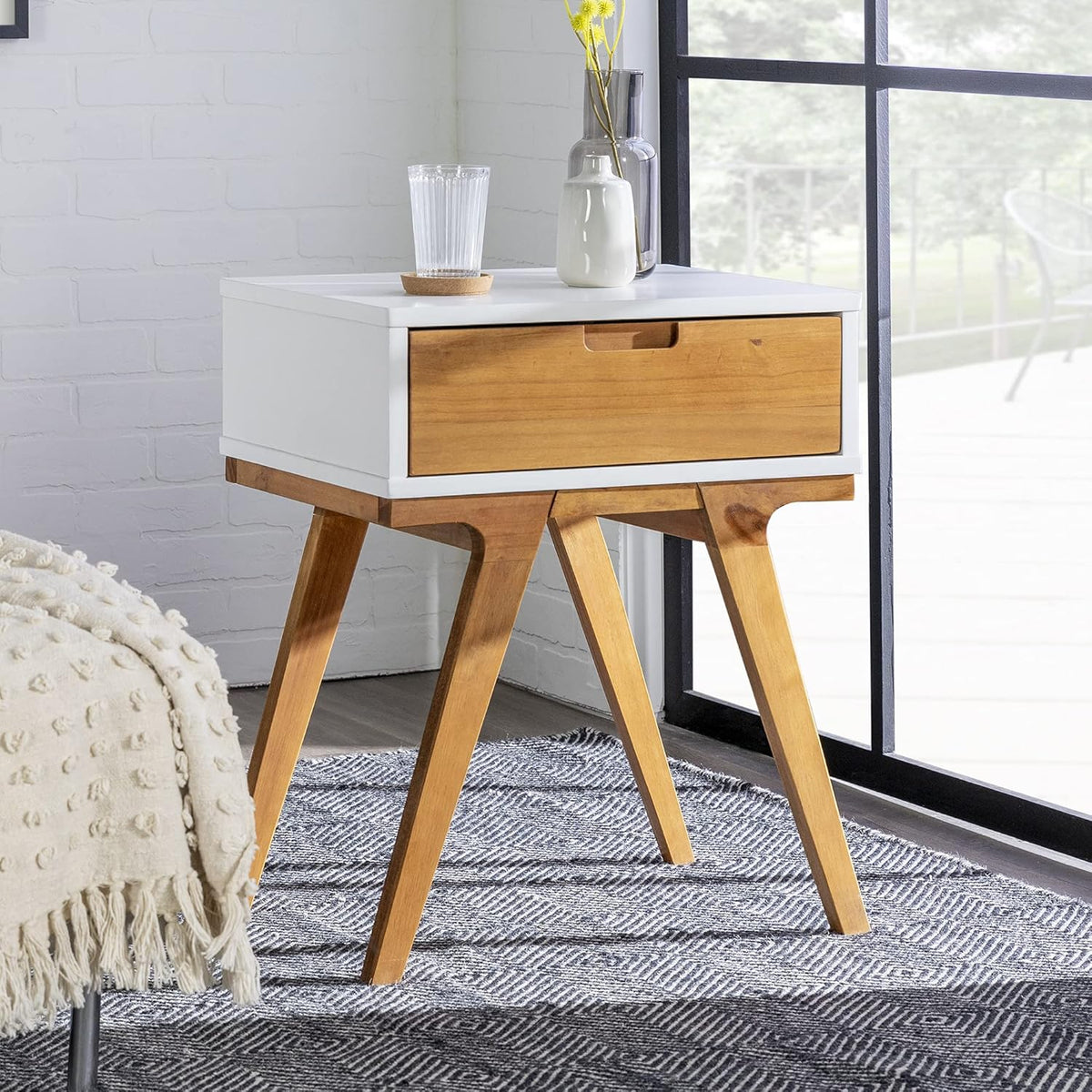 2 Piece 1 Drawer Solid Wood Nightstand Set U791214
