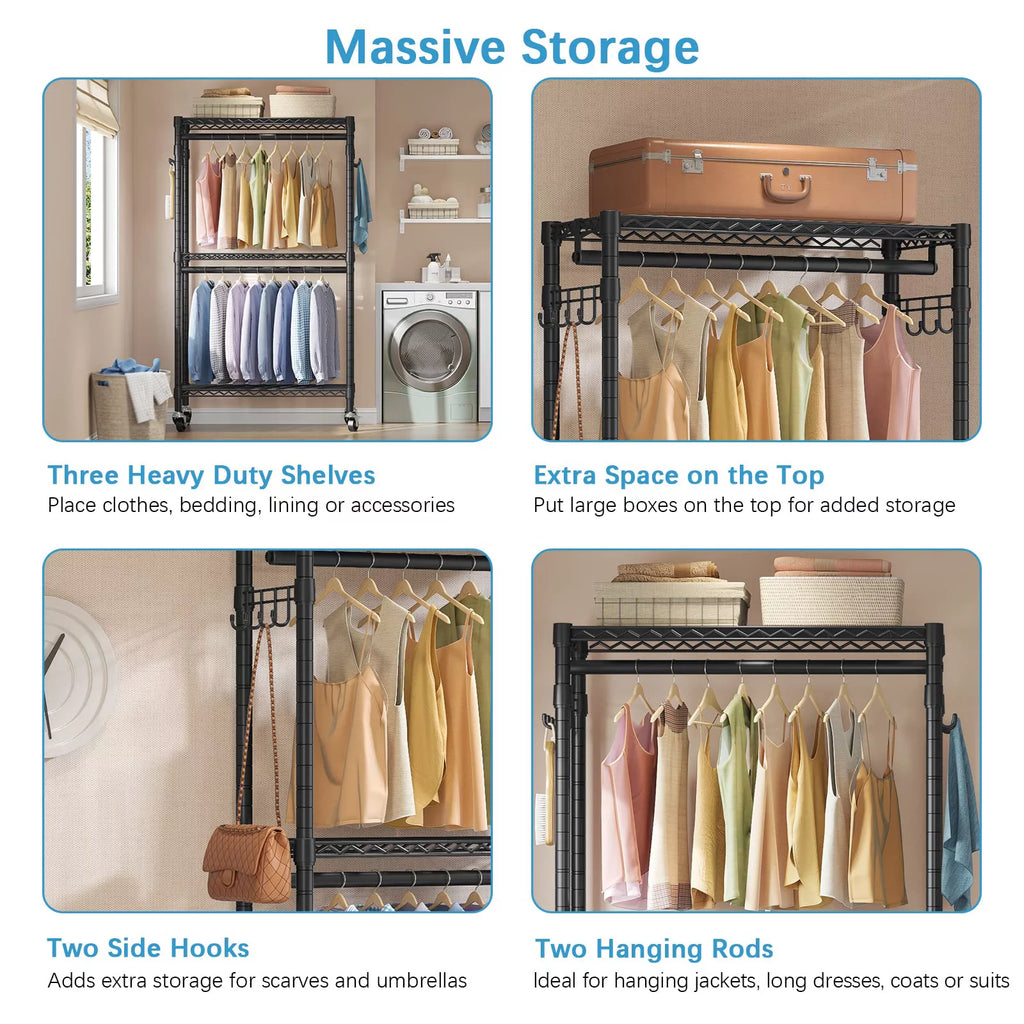 Black Rolling Clothes Rack E1578