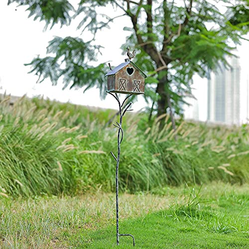 Large Freestanding Metal Bird Houses with Pole E356