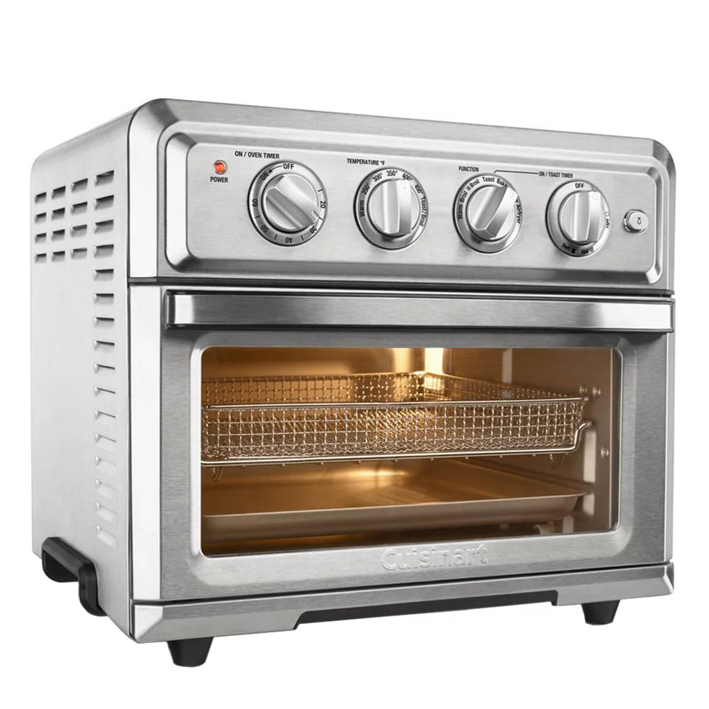 Silver Convection Toaster Oven Air Fryer with Mini Food Processor, 5-Pieces Knife Set, Cutting Board and Safety Gloves O969