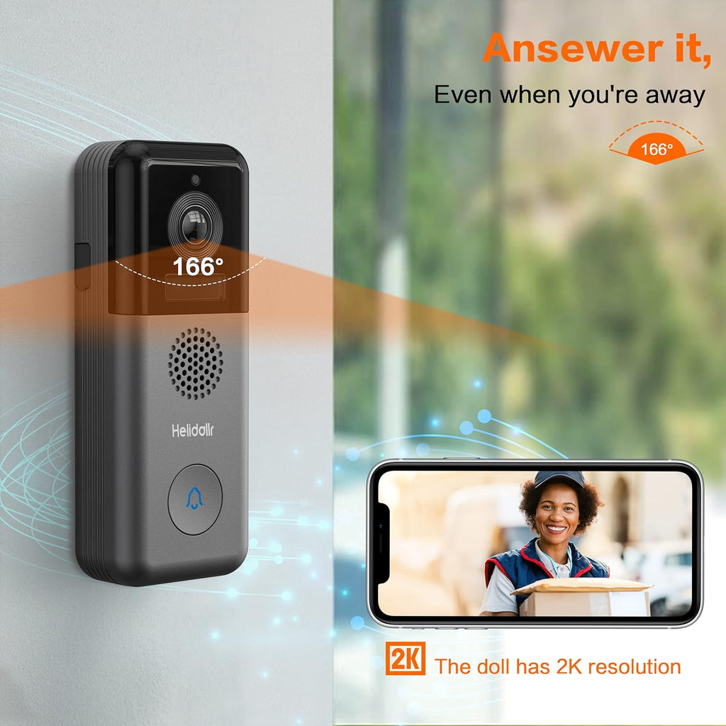 2K Wireless Video Doorbell Camera with Night Vision G297853