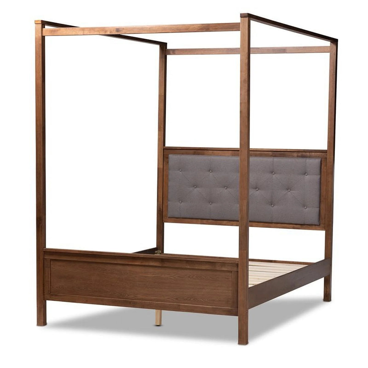 Queen Size Grey Upholstered Canopy Bed J6557
