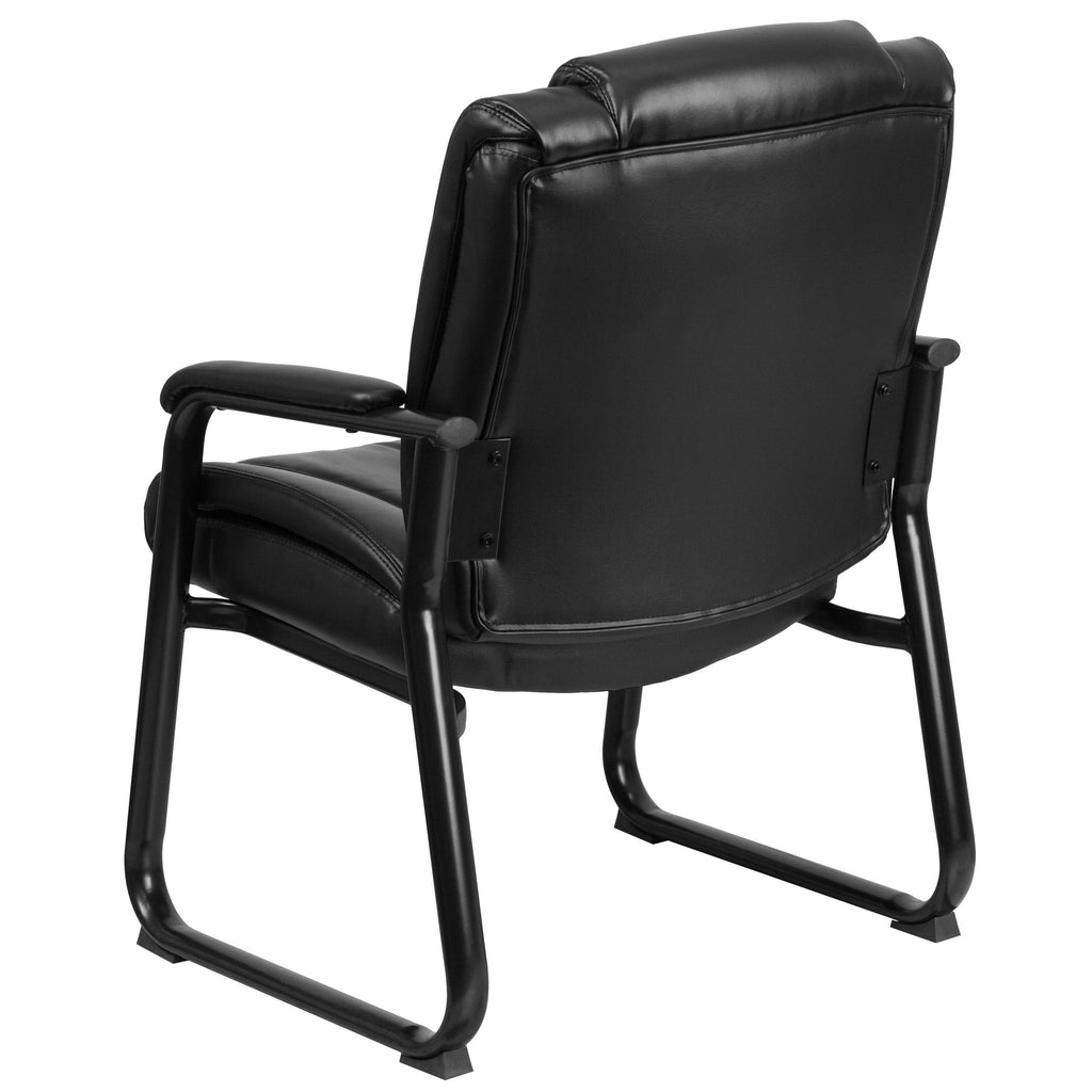 Black Leather Executive Side Chair with Sled Base O48173