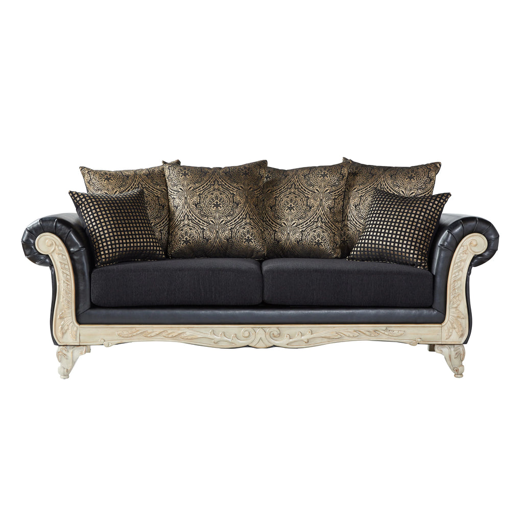 Ebony Faux Leather Sofa R5002