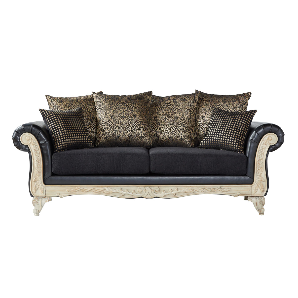 Ebony Faux Leather Sofa R5002